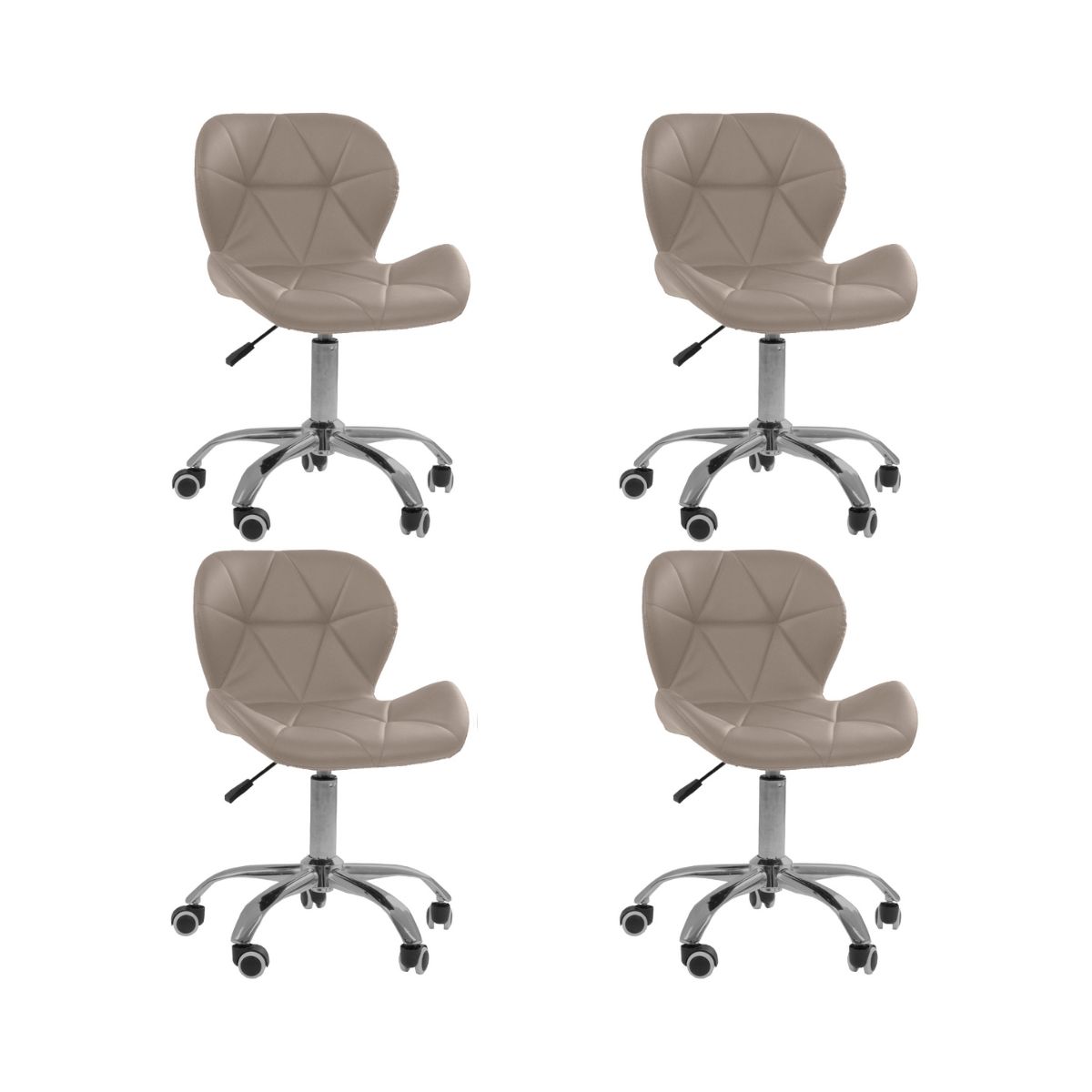Kit 4 cadeiras Office Eiffel Slim Ajustável Base Giratória Bege