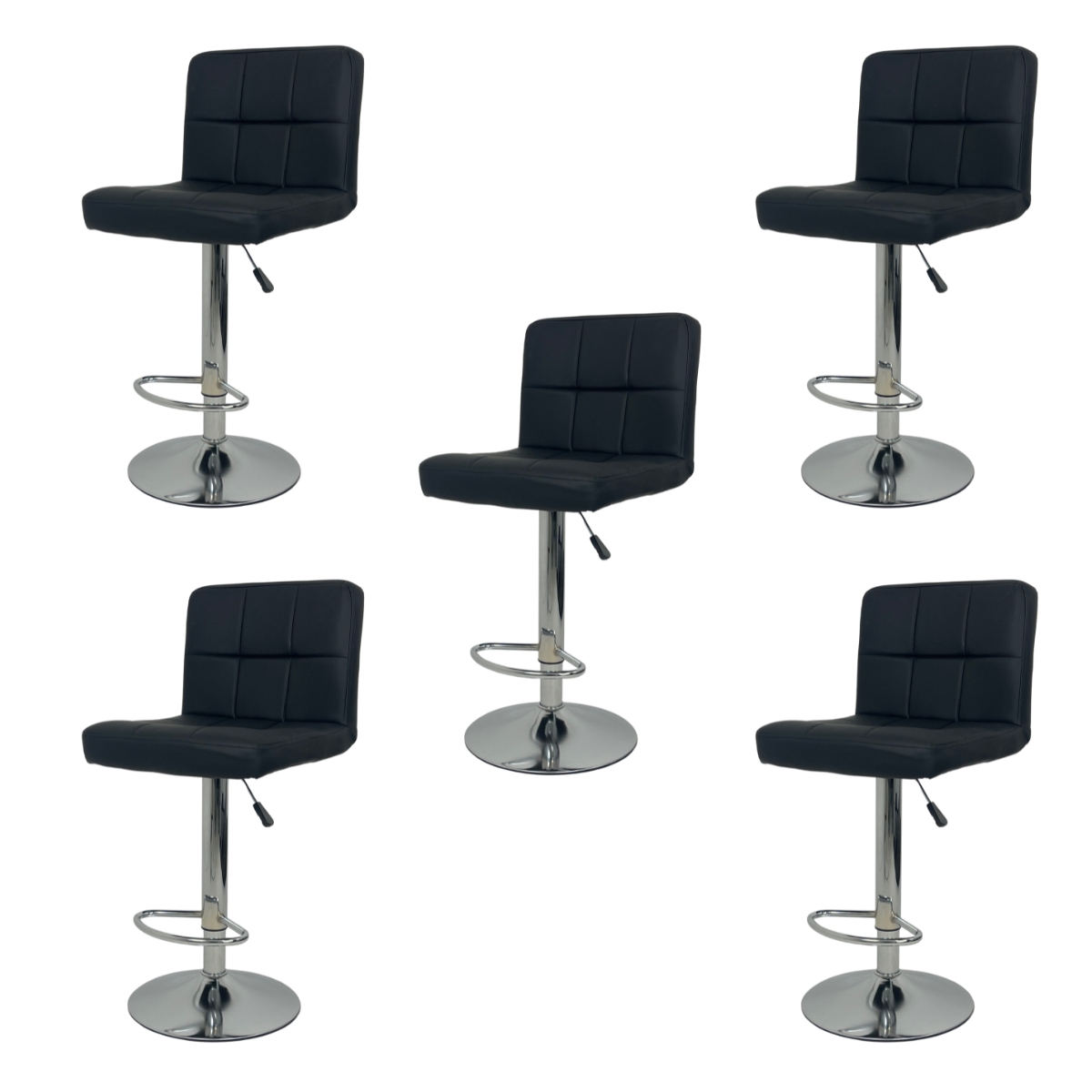 Kit 5 Banquetas Gomos Comfort Estofada Giratória Altura Regulável