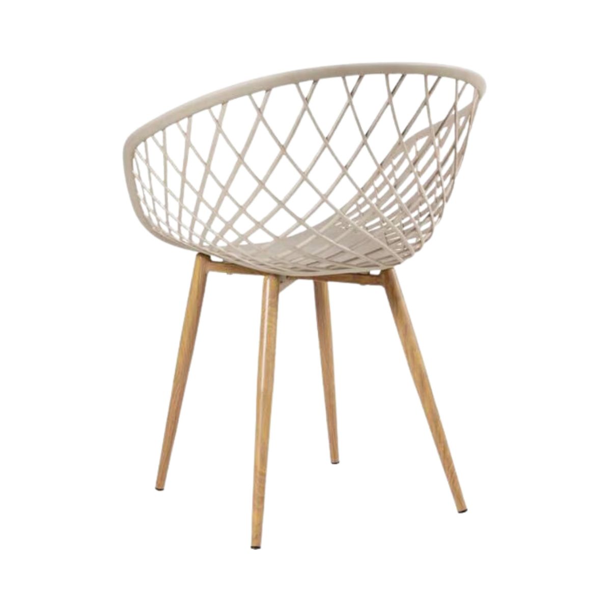 Kit 5 Cadeiras Clarice Nest Wood Com Apoio de Braço Bege