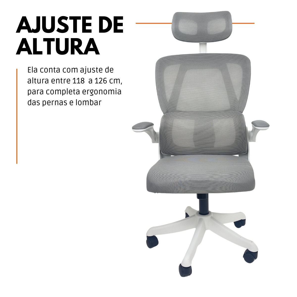 Kit 5 Cadeiras de Escritório Presidente Executiva Oficial Legacy Cinza