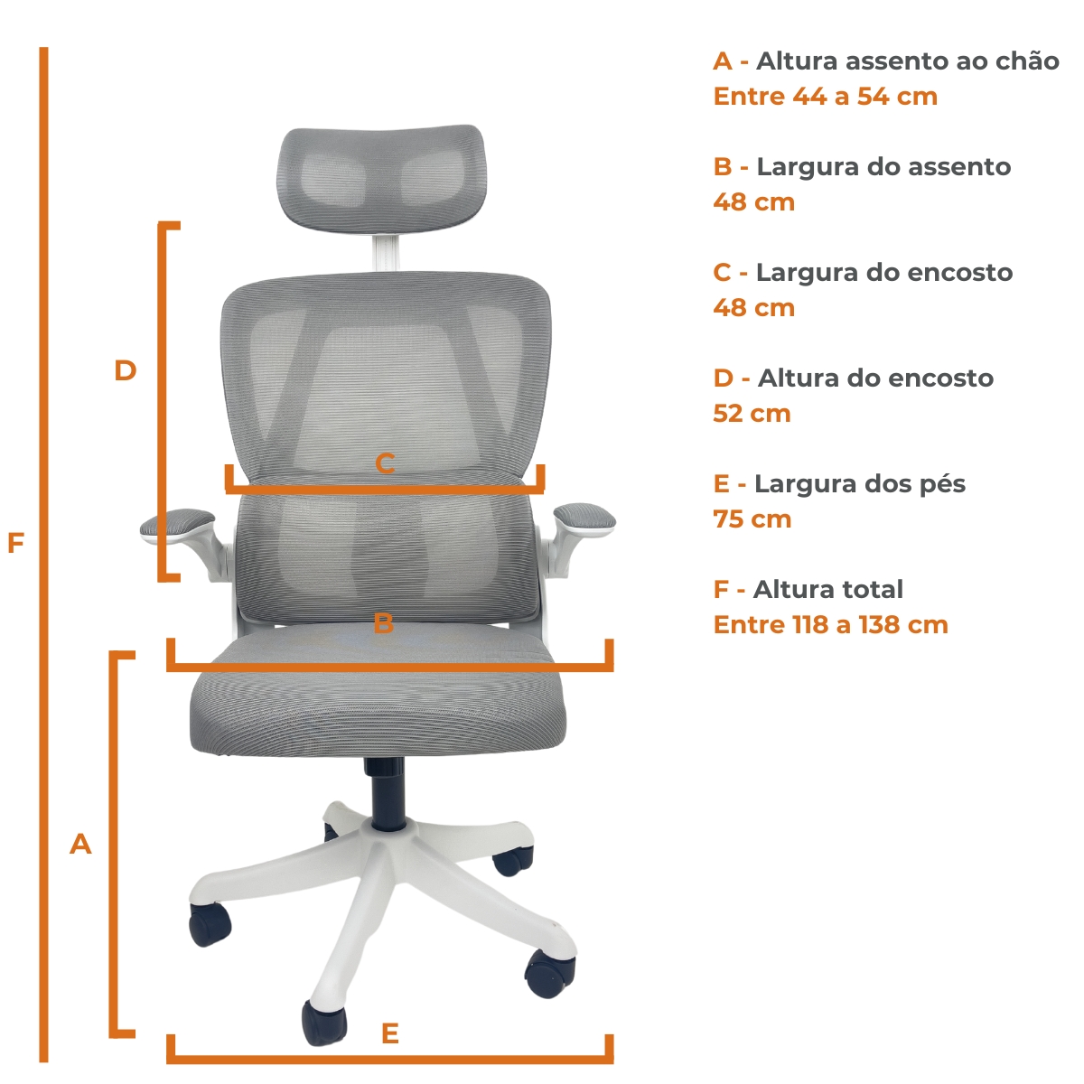 Kit 5 Cadeiras de Escritório Presidente Executiva Oficial Legacy Cinza