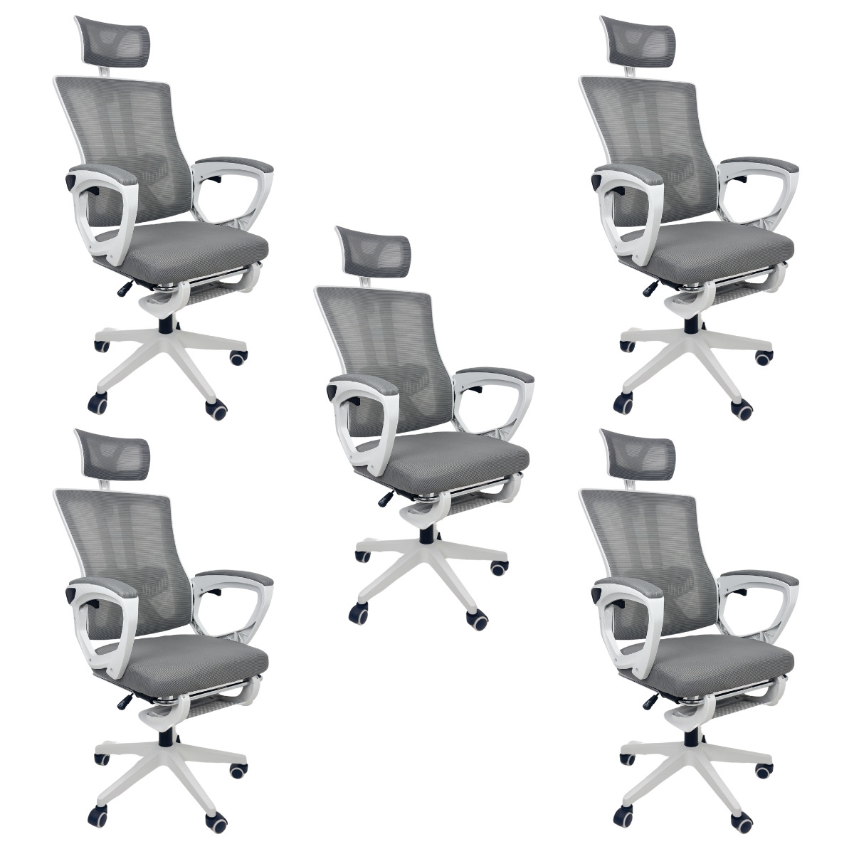Kit 5 Cadeiras de Escritório Presidente Executiva Oficial Paris Cinza
