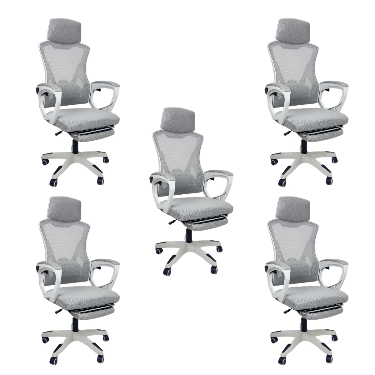 Kit 5 Cadeiras de Escritório Presidente Executiva Oficial Supreme Cinza