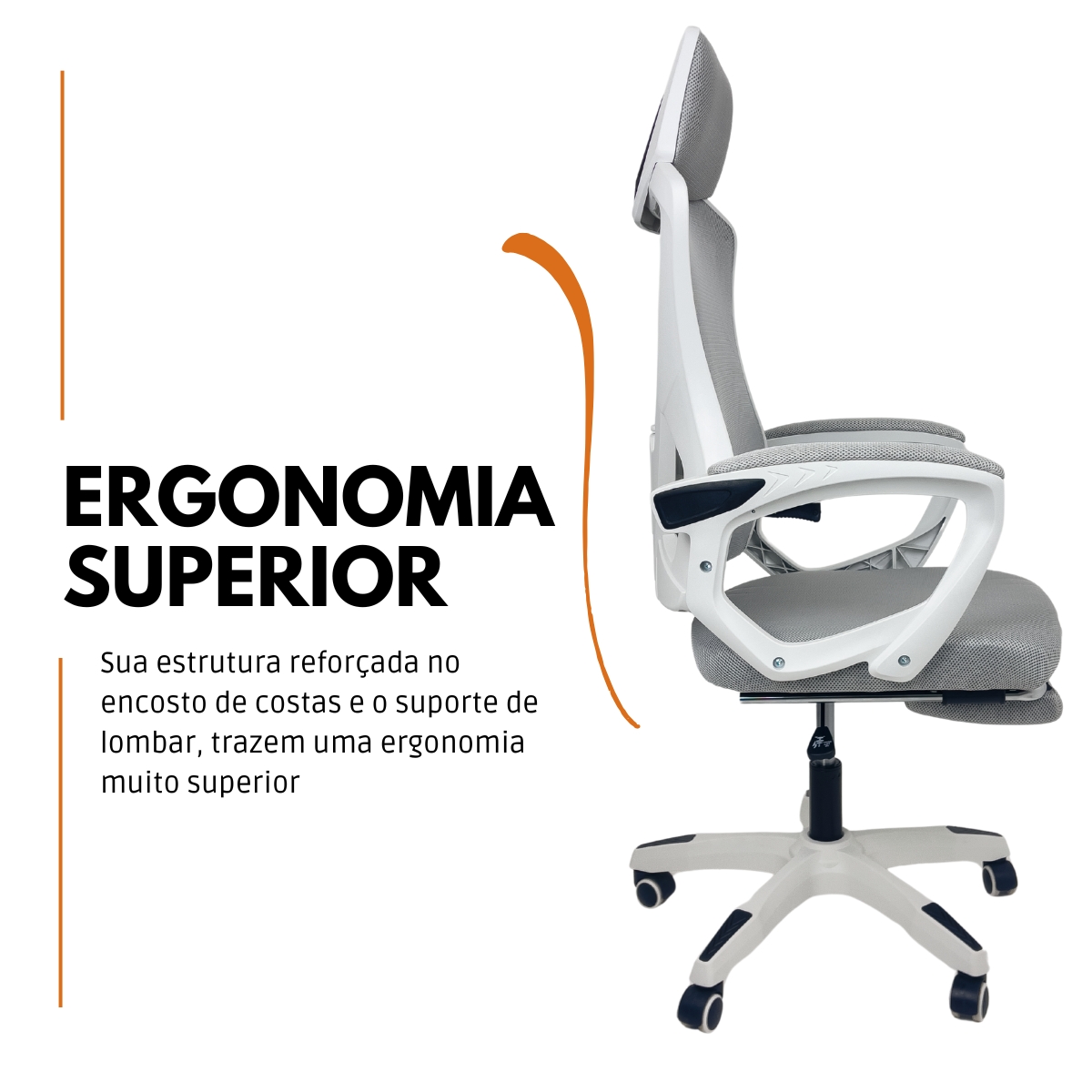Kit 5 Cadeiras de Escritório Presidente Executiva Oficial Supreme Cinza