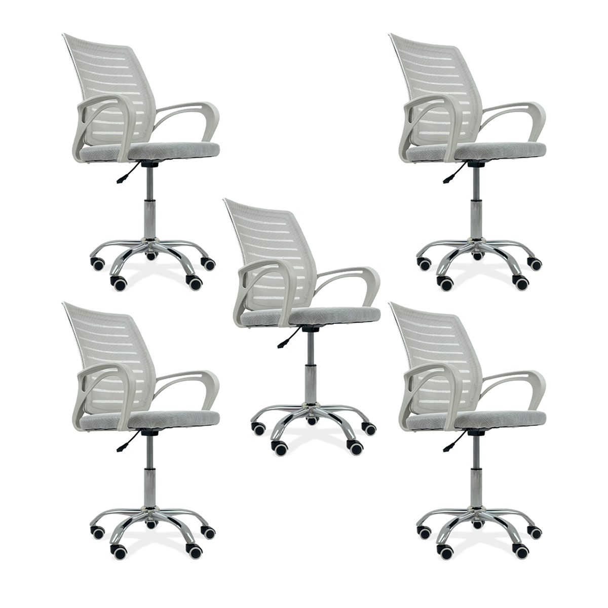 Kit 5 Cadeiras de Escritório Secretaria Diretor Roma Ergonômica - Branca