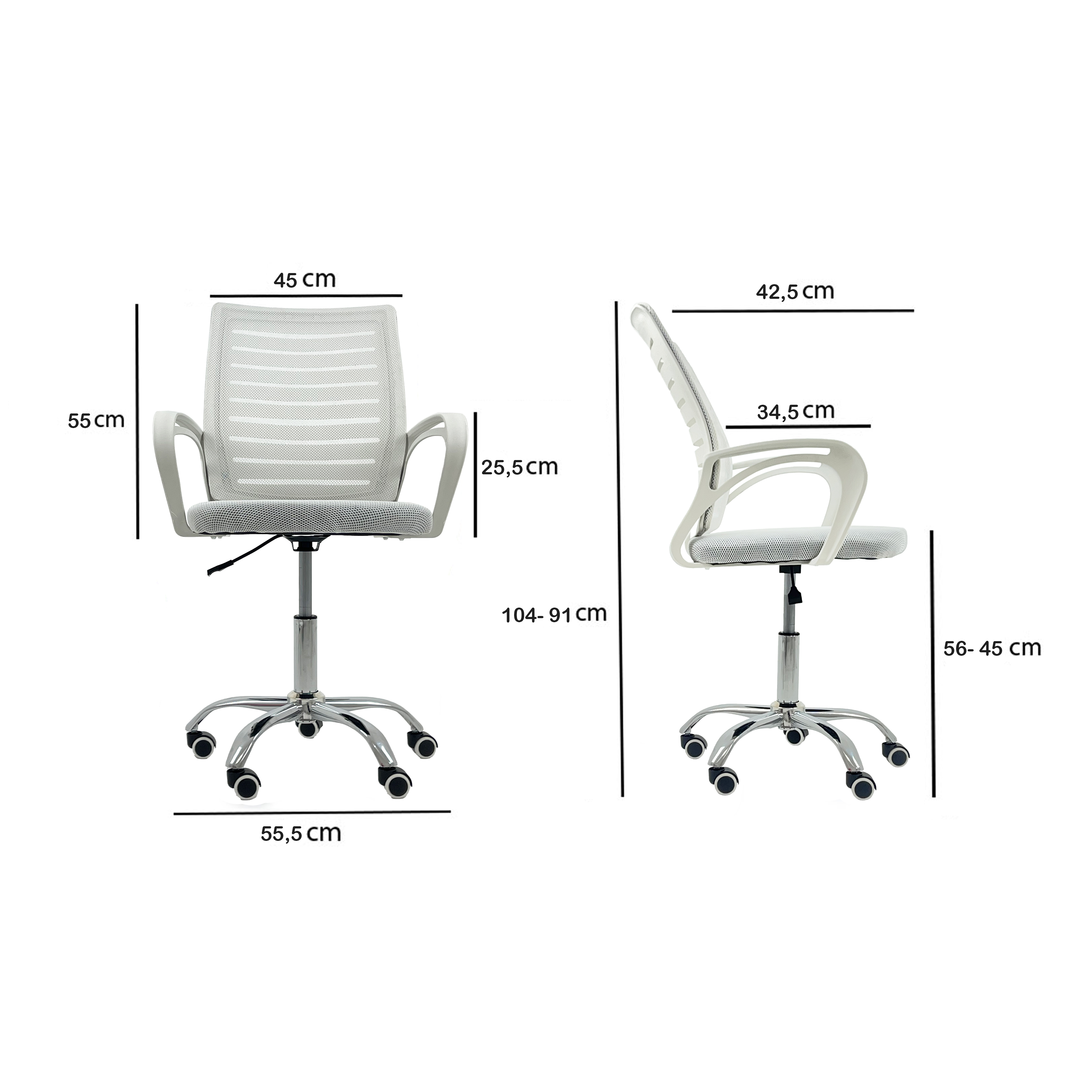 Kit 5 Cadeiras de Escritório Secretaria Diretor Roma Ergonômica - Branca