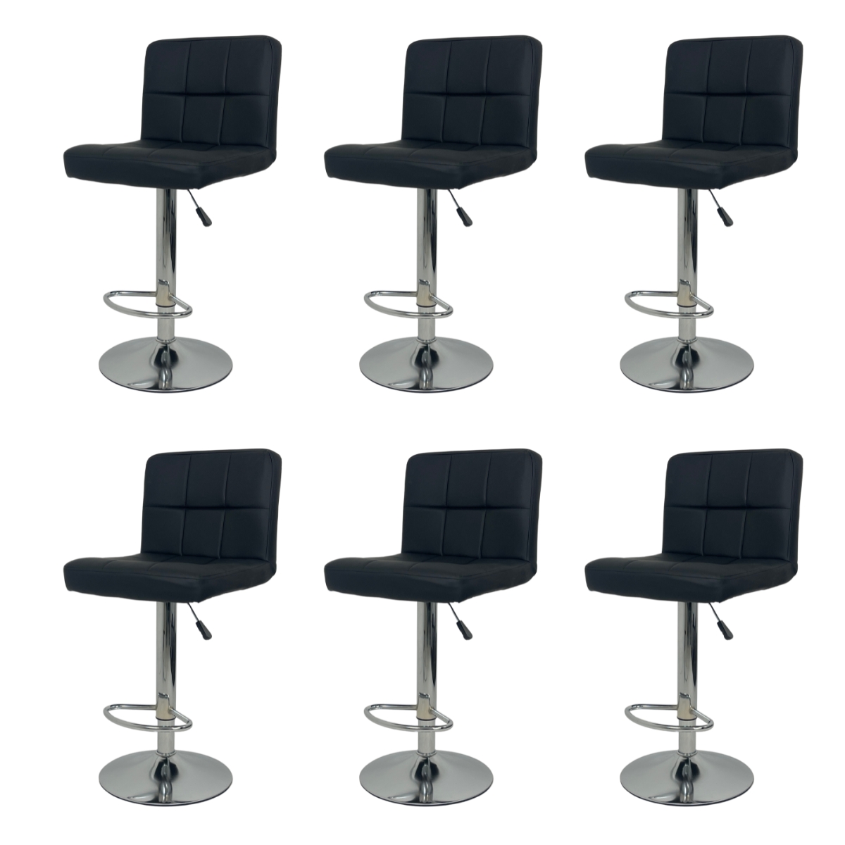 Kit 6 Banquetas Gomos Comfort Estofada Giratória Altura Regulável