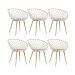 Kit 6 Cadeiras Clarice Nest Wood Com Apoio de Braço Bege