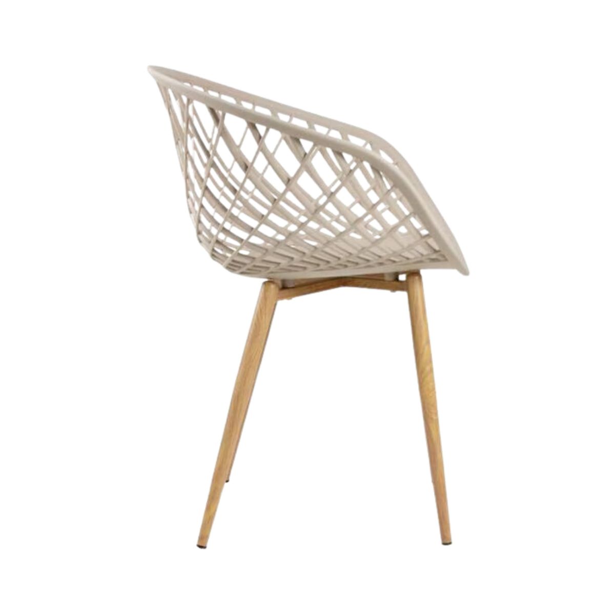 Kit 6 Cadeiras Clarice Nest Wood Com Apoio de Braço Bege