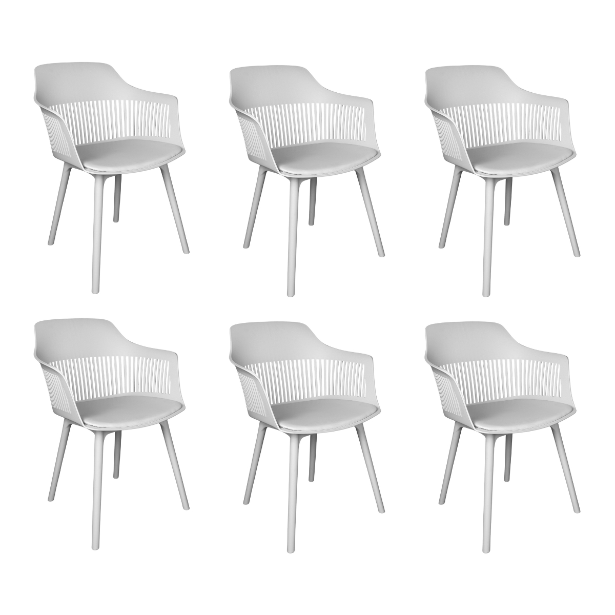 Kit 6 Cadeiras Estofadas de Jantar Marcela Branco