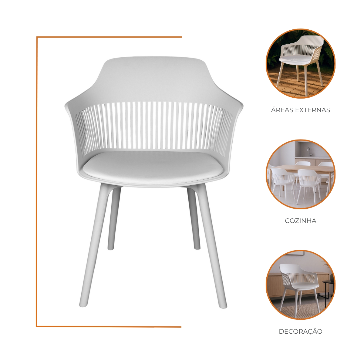 Kit 6 Cadeiras Estofadas de Jantar Marcela Branco