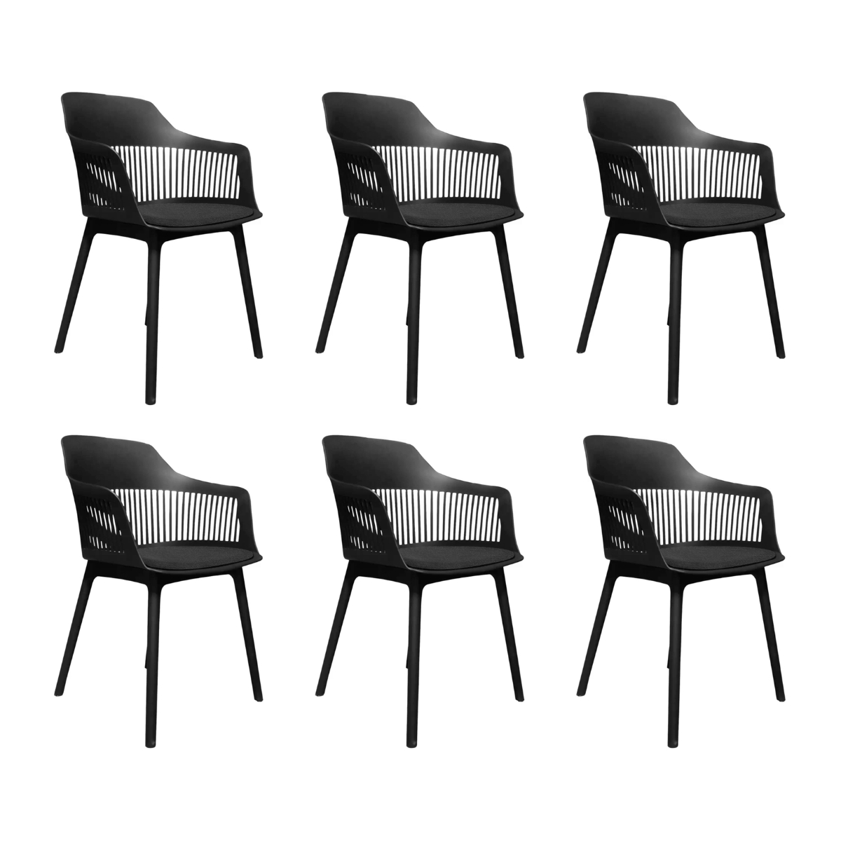 Kit 6 Cadeiras Estofadas de Jantar Marcela Preto