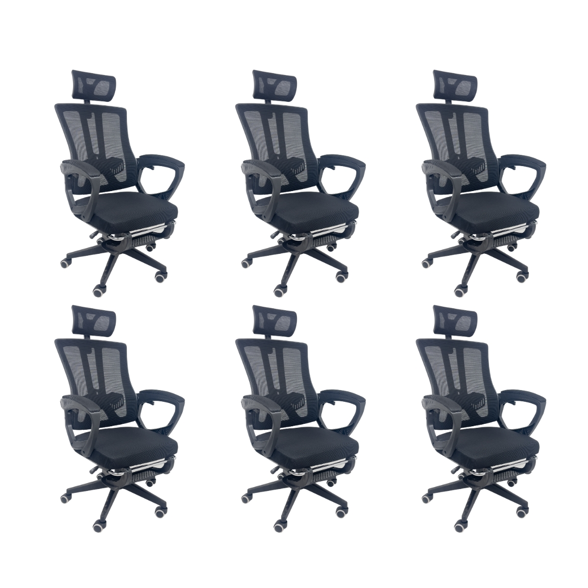 Kit 6 Cadeiras de Escritório Presidente Executiva Oficial Paris Preto