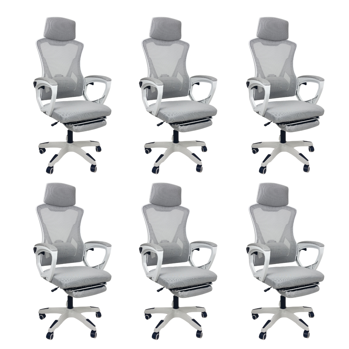 Kit 6 Cadeiras de Escritório Presidente Executiva Oficial Supreme Cinza
