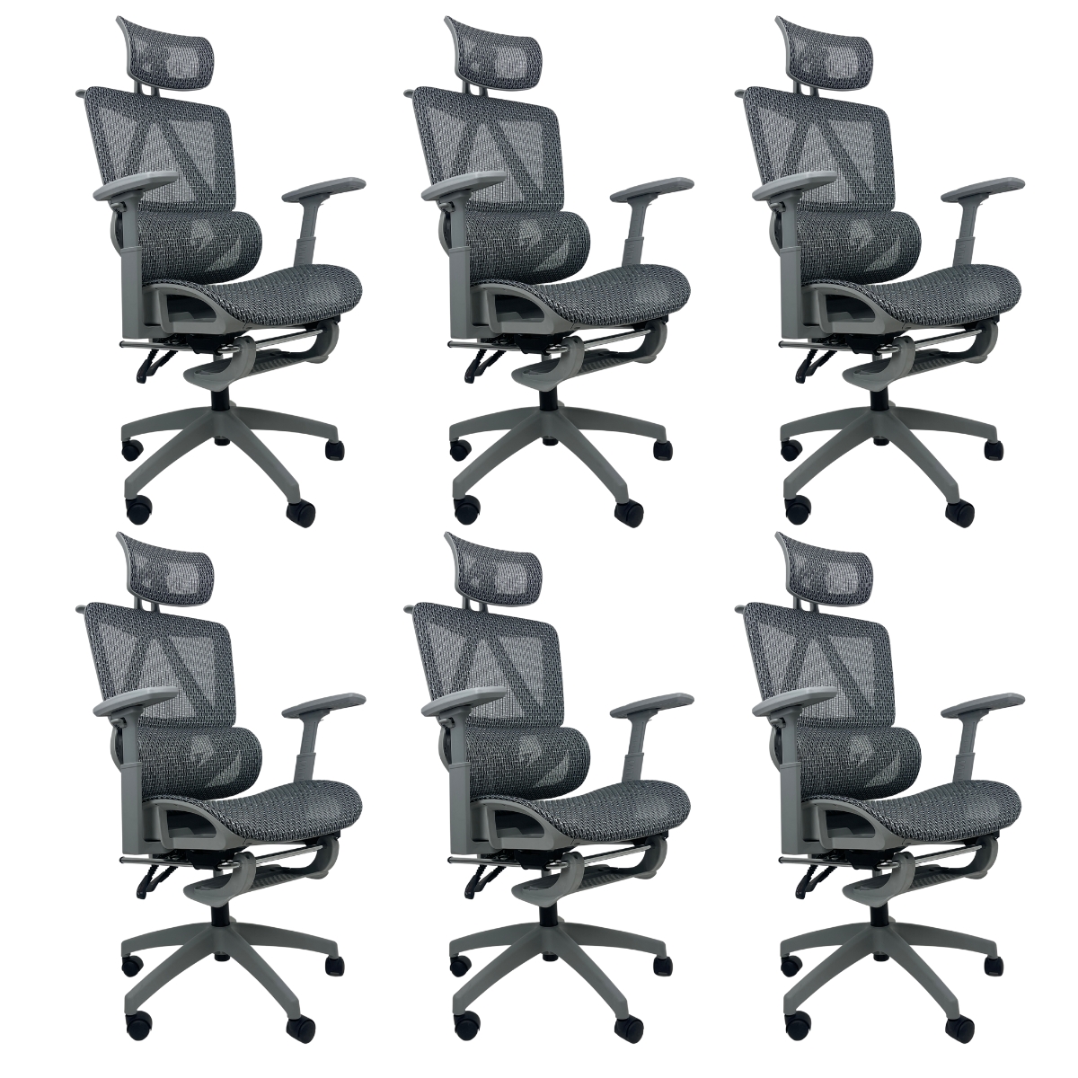 Kit 6 Cadeiras de Escritório Presidente Executiva Oficial Titan Cinza