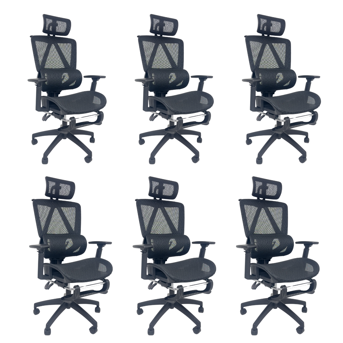 Kit 6 Cadeiras de Escritório Presidente Executiva Oficial Titan Preto