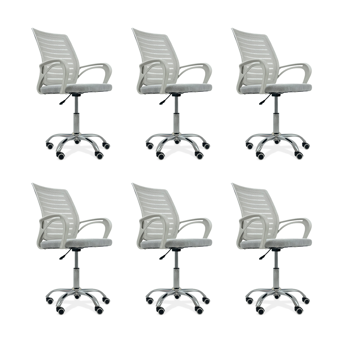 Kit 6 Cadeiras de Escritório Secretaria Diretor Roma Ergonômica - Branca