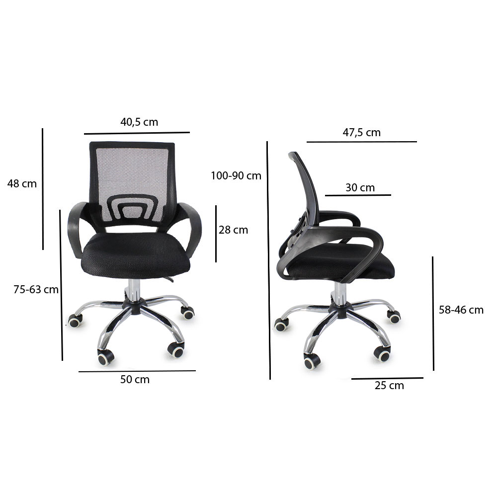 Kit 6 Cadeiras de Escritorio Begonia Tela Mesh Ergonomica - Preto