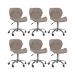 Kit 6 cadeiras Office Eiffel Slim Base Giratória Bege