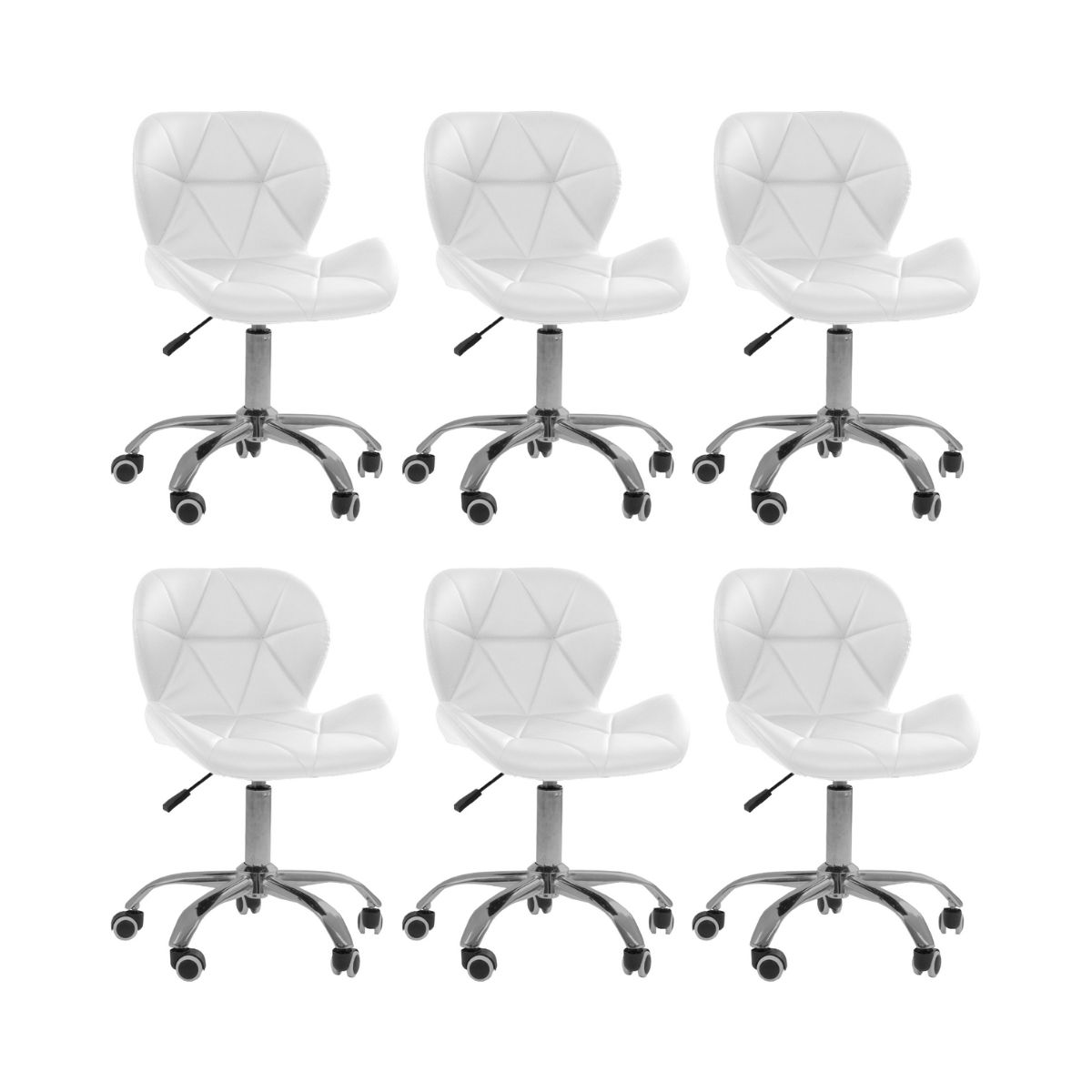 Kit 6 cadeiras Office Eiffel Slim Base Giratória Branco