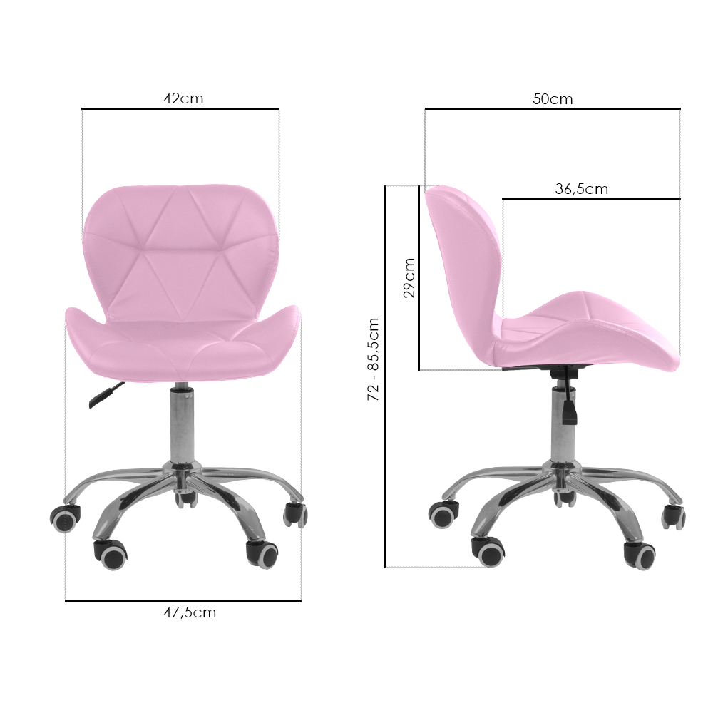 Kit 6 cadeiras Office Eiffel Slim Base Giratória Rosa
