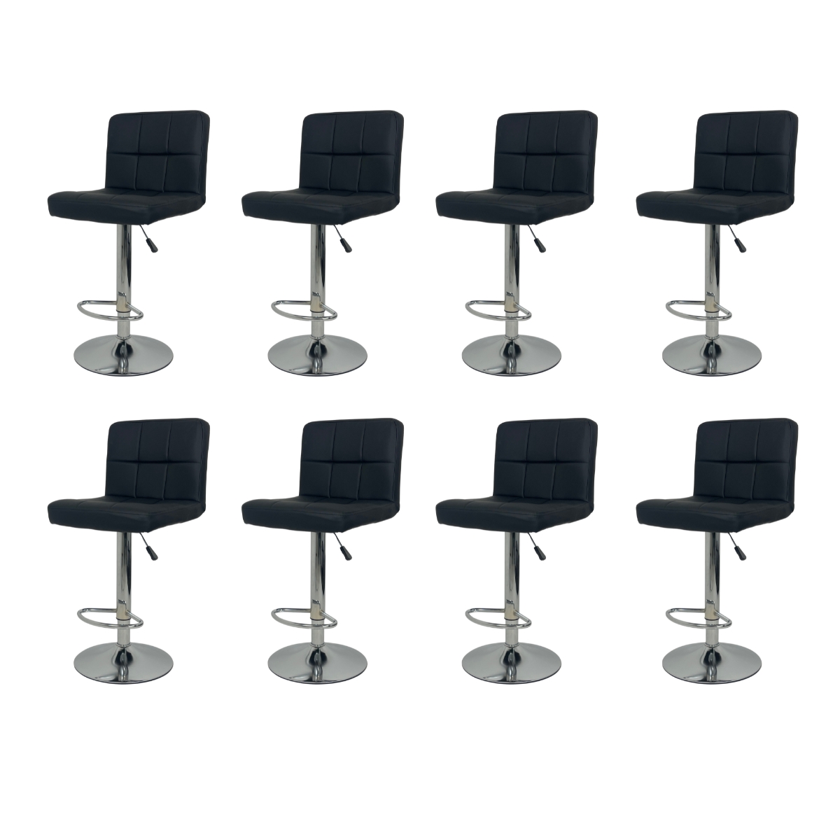 Kit 8 Banquetas Gomos Comfort Estofada Giratória Altura Regulável