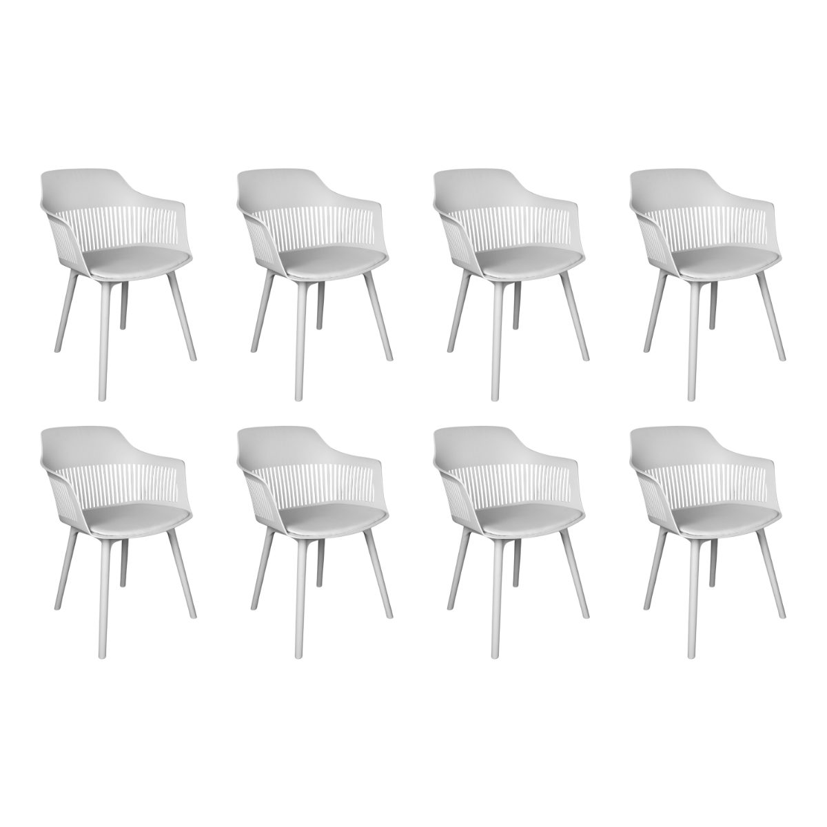 Kit 8 Cadeiras Estofadas de Jantar Marcela Branco