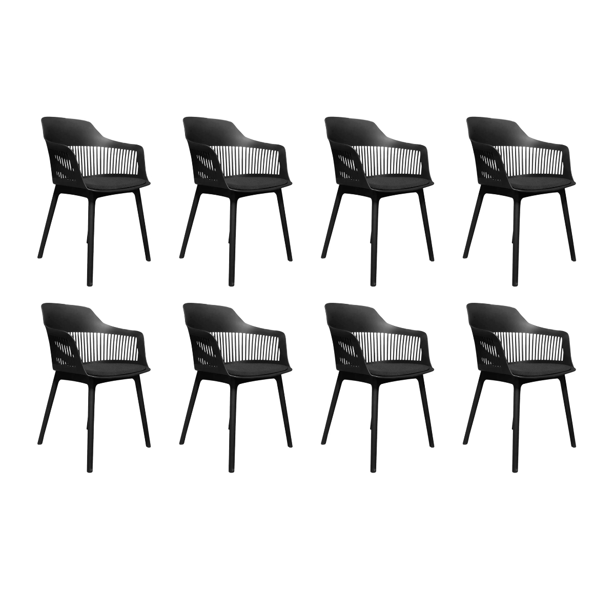 Kit 8 Cadeiras Estofadas de Jantar Marcela Preto