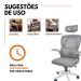 Kit 8 Cadeiras de Escritório Presidente Executiva Oficial Legacy Cinza