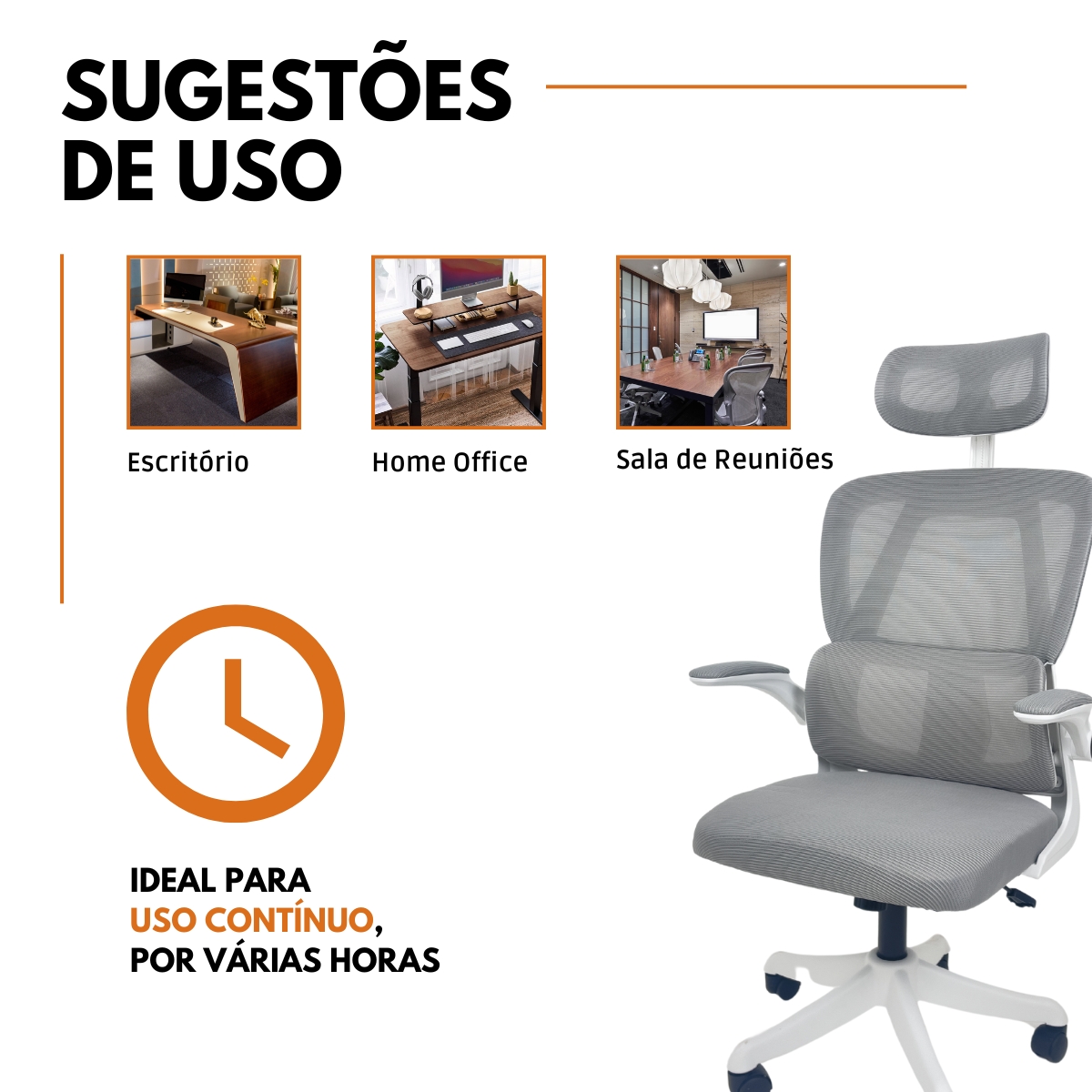 Kit 8 Cadeiras de Escritório Presidente Executiva Oficial Legacy Cinza