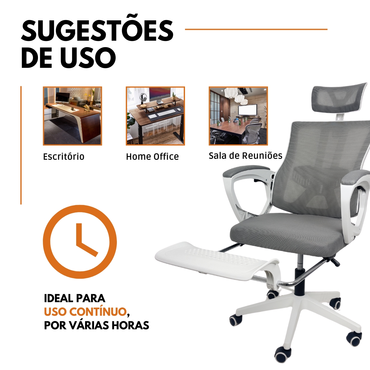 Kit 8 Cadeiras de Escritório Presidente Executiva Oficial Paris Cinza