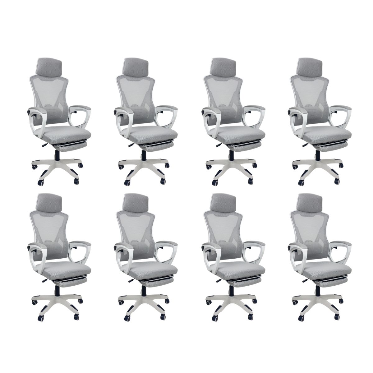 Kit 8 Cadeiras de Escritório Presidente Executiva Oficial Supreme Cinza