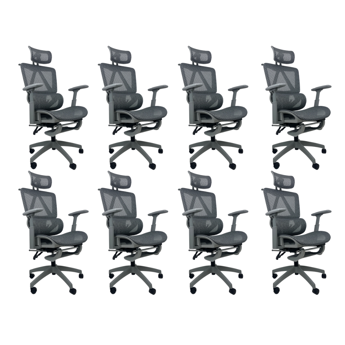 Kit 8 Cadeiras de Escritório Presidente Executiva Oficial Titan Cinza