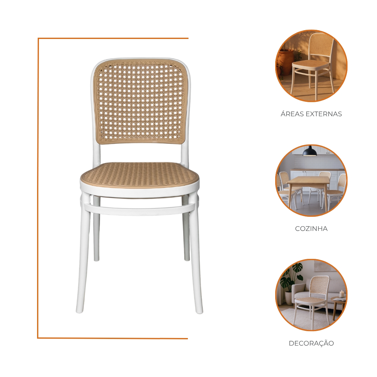 Kit 8 Cadeiras de Jantar Roma para Sala e Cozinha Branco