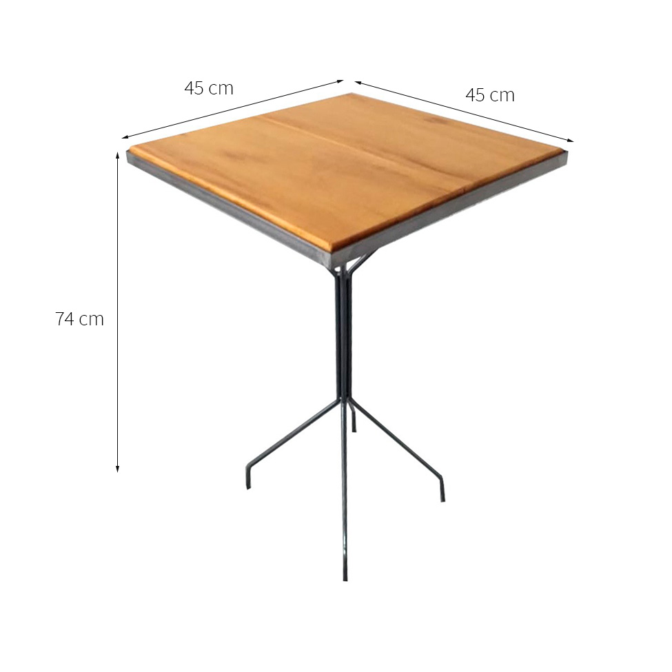 Mesa Bistrô Quadrada Deen l Preta e Marrom Claro