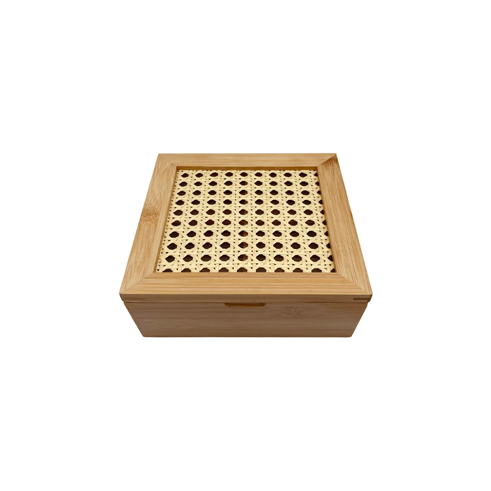 Caixa Decorativa com Palhinha 4 Nichos Oikos Natural