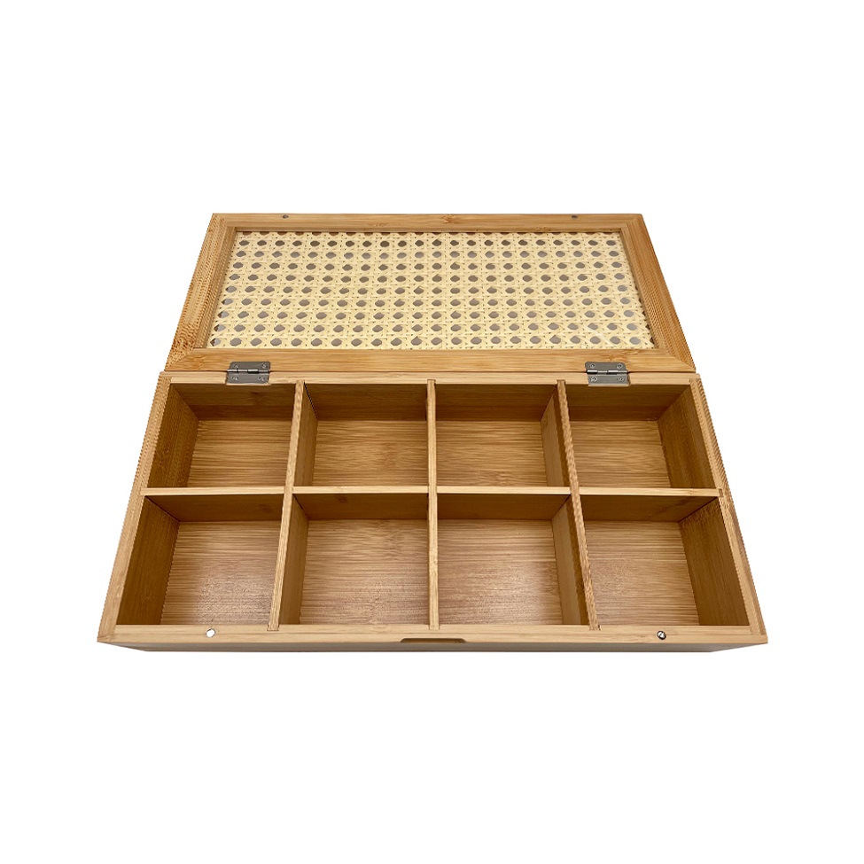 Caixa Decorativa com Palhinha 8 Nichos Oikos Natural