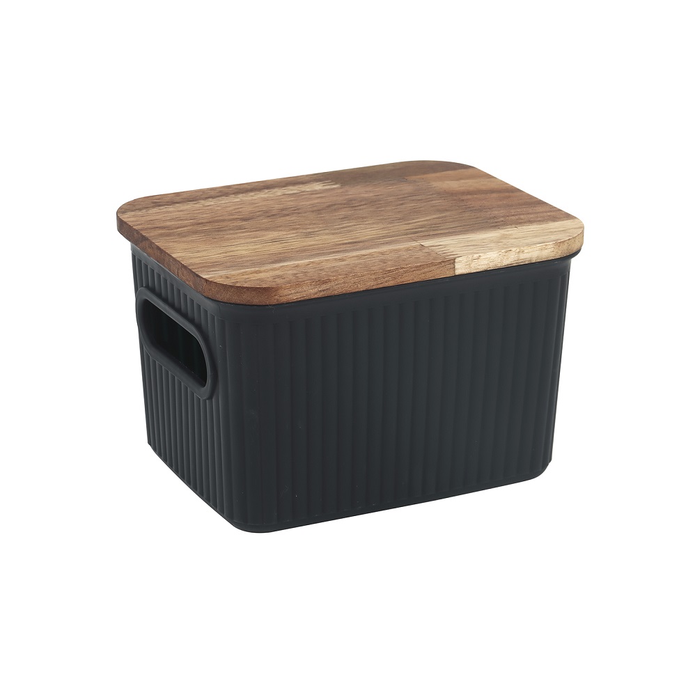 Caixa Organizadora Canelada Oikos Preta e Acácia 1,5 L