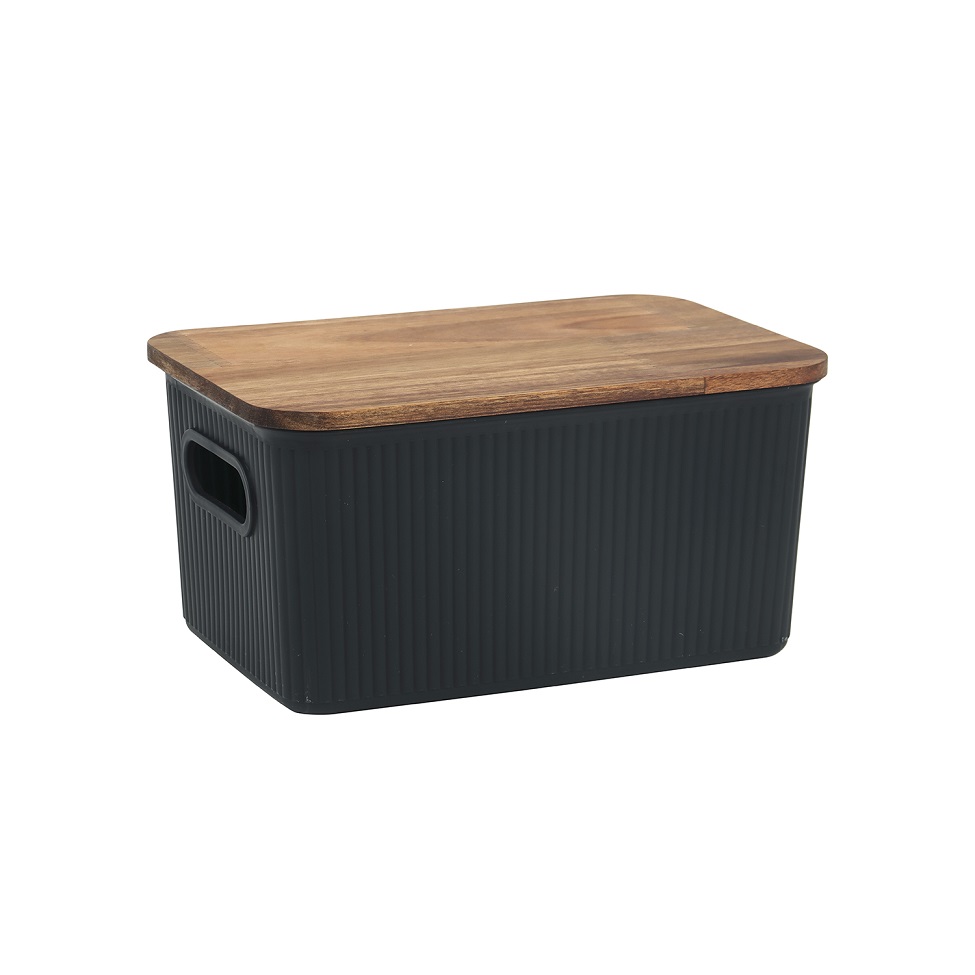 Caixa Organizadora Canelada Oikos Preta e Acácia 6 L