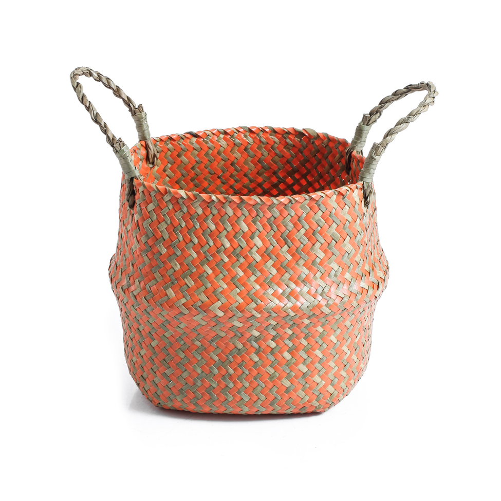 Cesto Duo Seagrass Laranja 27 cm