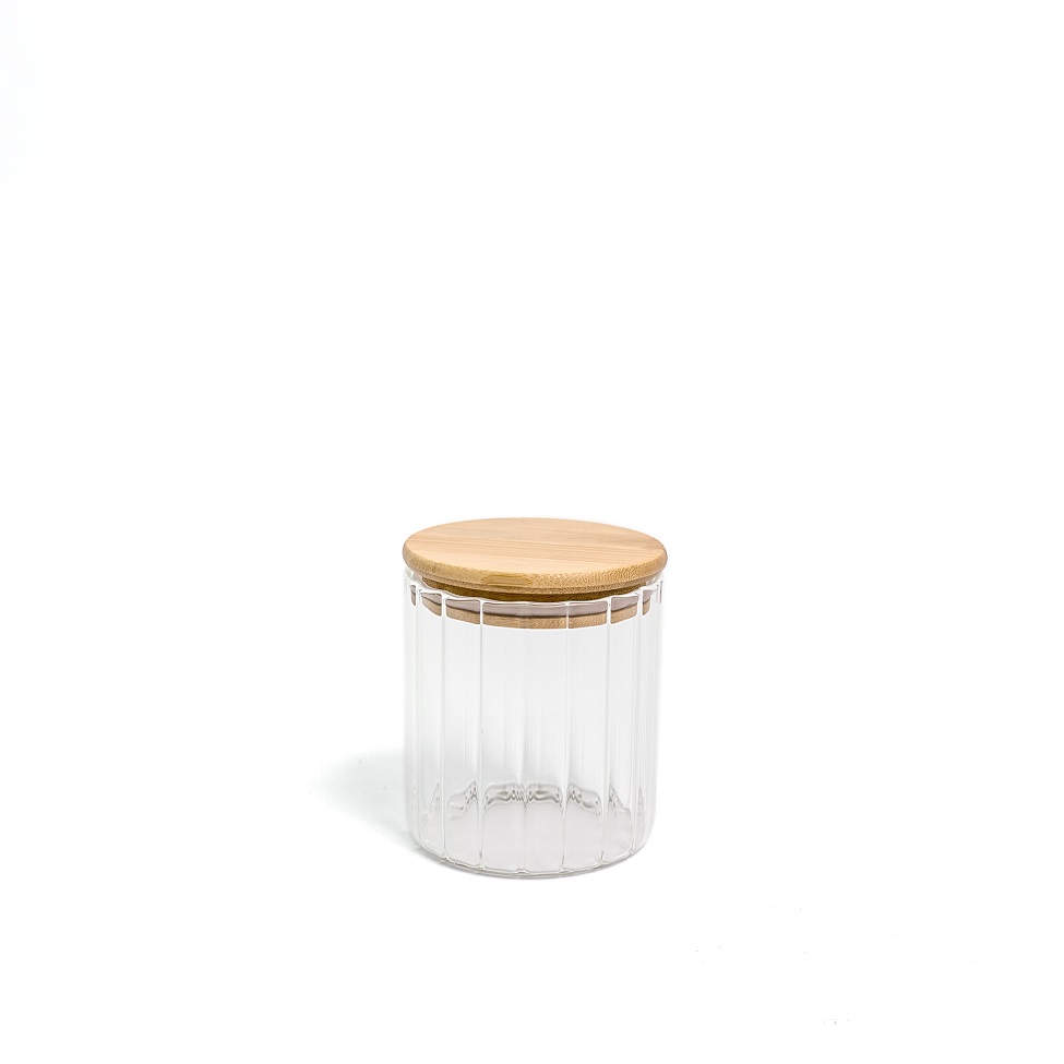 Pote de Vidro com Tampa de Bambu 500ml Oikos Natural