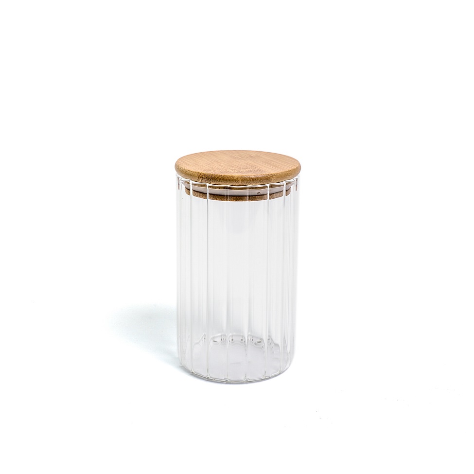 Pote de Vidro com Tampa de Bambu 800ml Oikos Natural