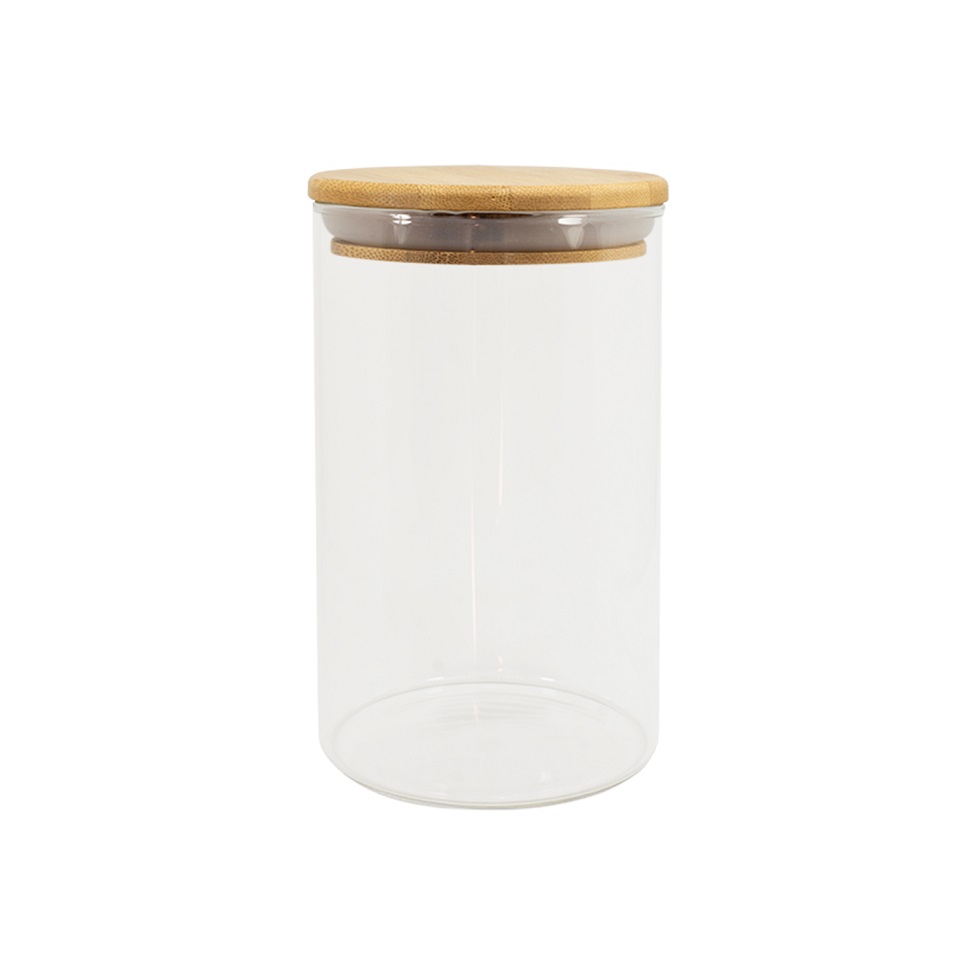 Pote de Vidro com Tampa de Bambu Oikos 1,1L Natural