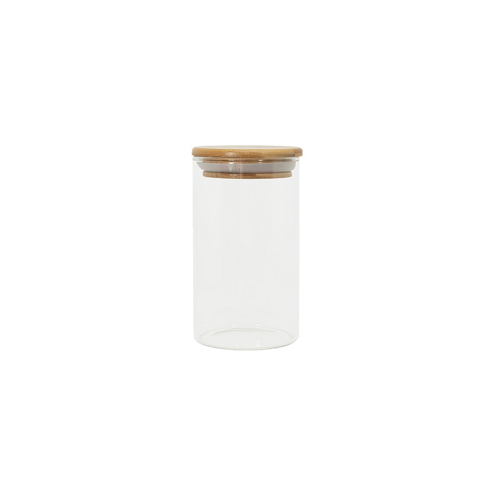 Pote de Vidro com Tampa de Bambu Oikos 300ml Natural