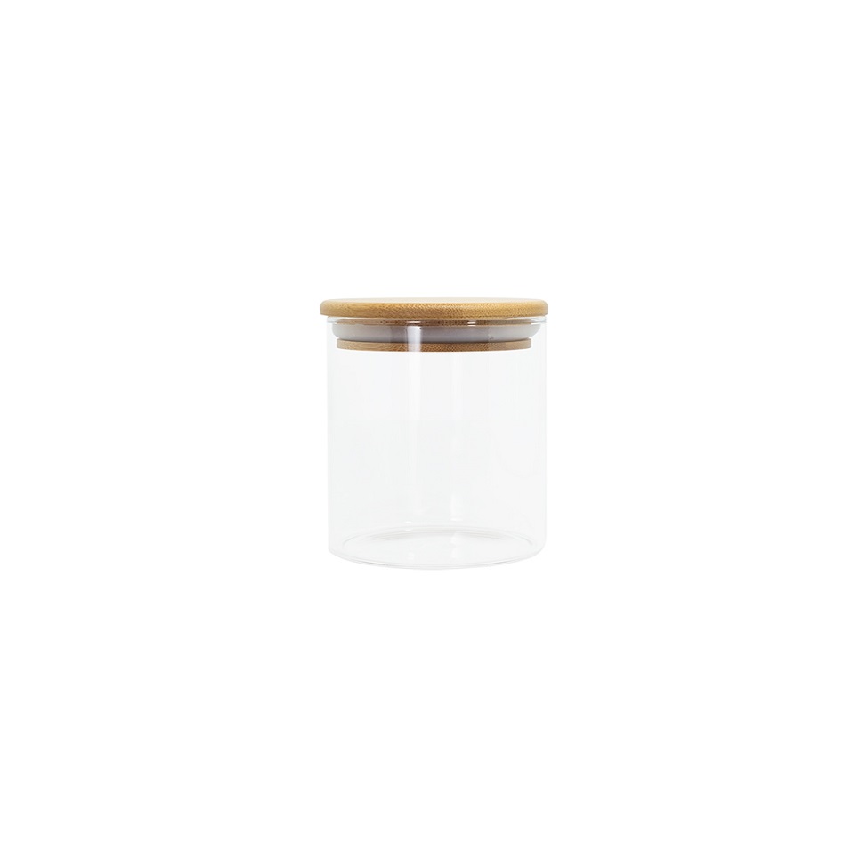 Pote de Vidro com Tampa de Bambu Oikos 400ml Natural