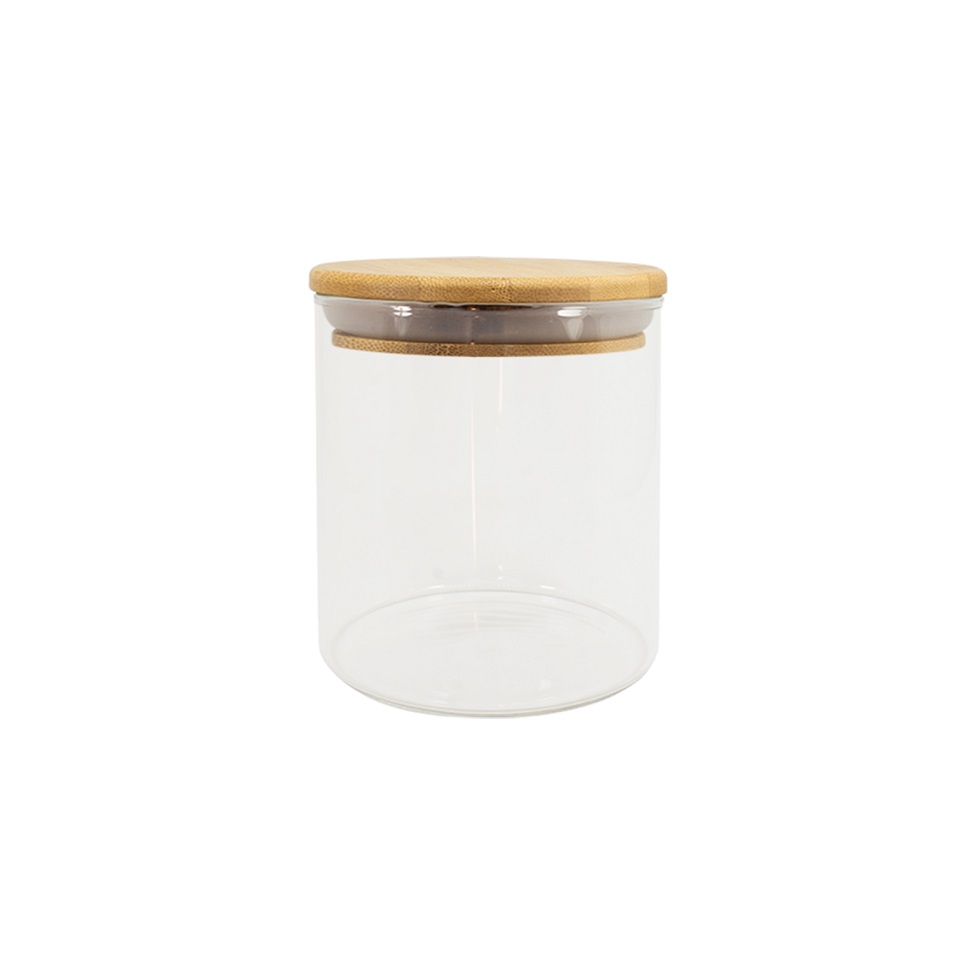 Pote de Vidro com Tampa de Bambu Oikos 500ml Natural