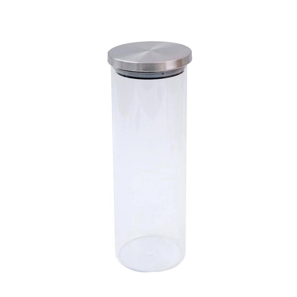 Pote de Vidro com Tampa de Inox Oikos 1,7L Natural