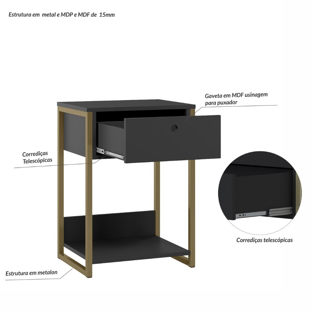 Mesa Cabeceira Industrial Olivar