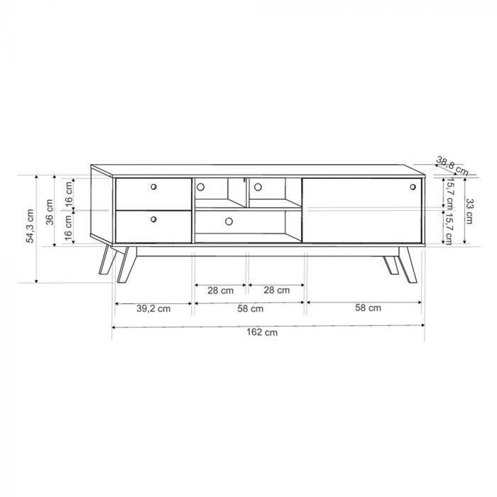 Rack Retrô Para Tv 60 Polegadas 2 Gavetas Lubeck 85