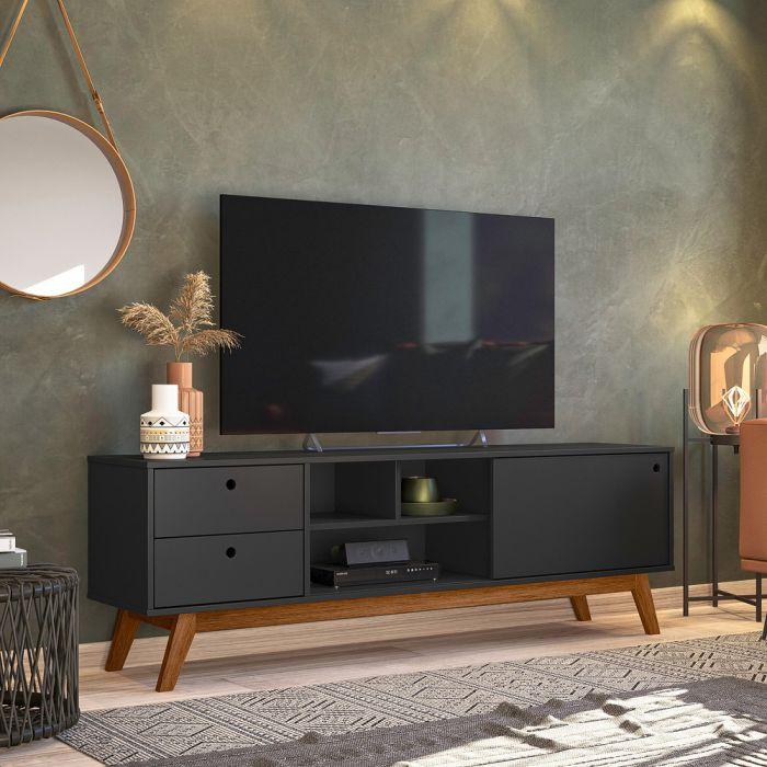 Rack Retrô Para Tv 60 Polegadas 2 Gavetas Lubeck 85